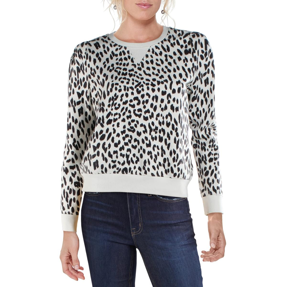 Womens Animal Print Crew Neck Sweatshirt