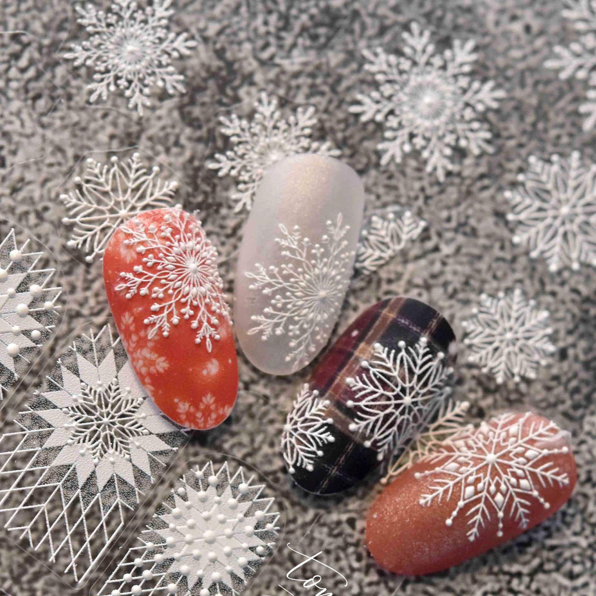 Snowflake Nail Stickers, Winter Nail Decals, Nail Design Art, DIY Nails, 5D Nails