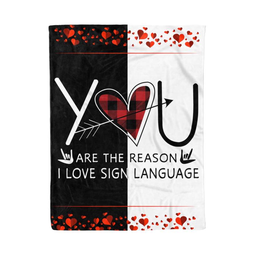 You Are The Reason I Love Sign language Red Buffalo Plaid Ugly Christmas – Fleece Blanket