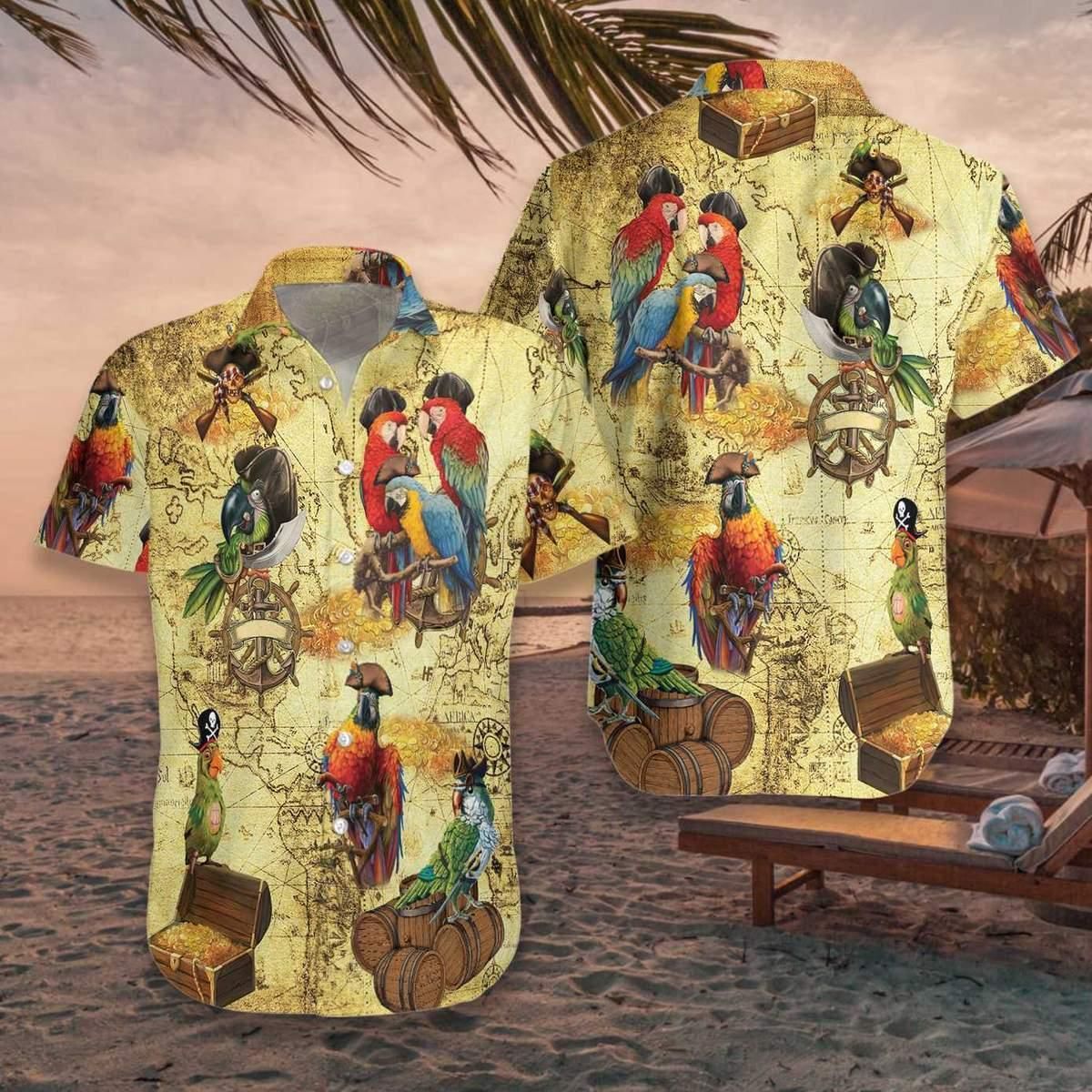 Amazing Pirate Parrots Aloha Hawaiian Shirt Colorful Short Sleeve Summer Beach Casual Shirt For Men And Women