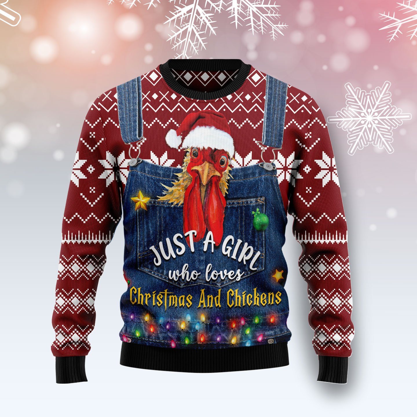 Just A Girl Who Loves Christmas And Chickens TG51022 Ugly Christmas Sweater unisex womens & mens, couples matching, friends, funny family sweater gifts (plus size available)