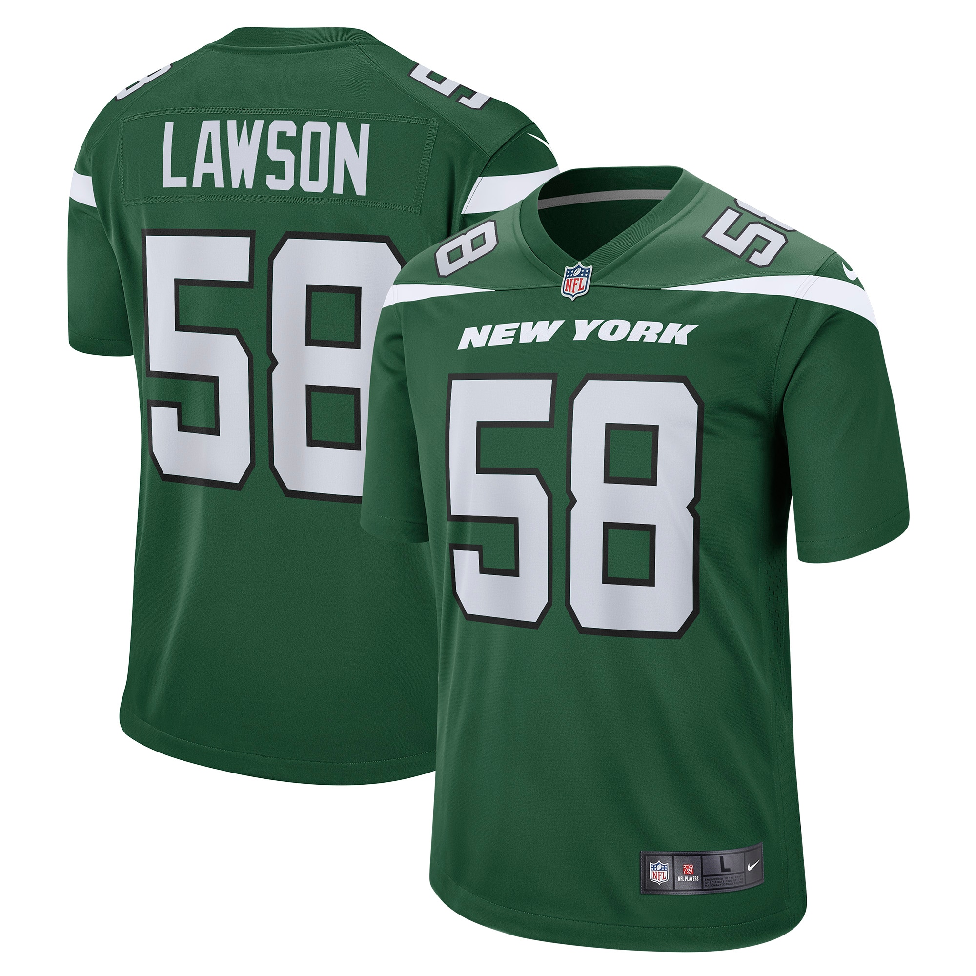 Carl Lawson New York Jets Game Jersey – Gotham Green