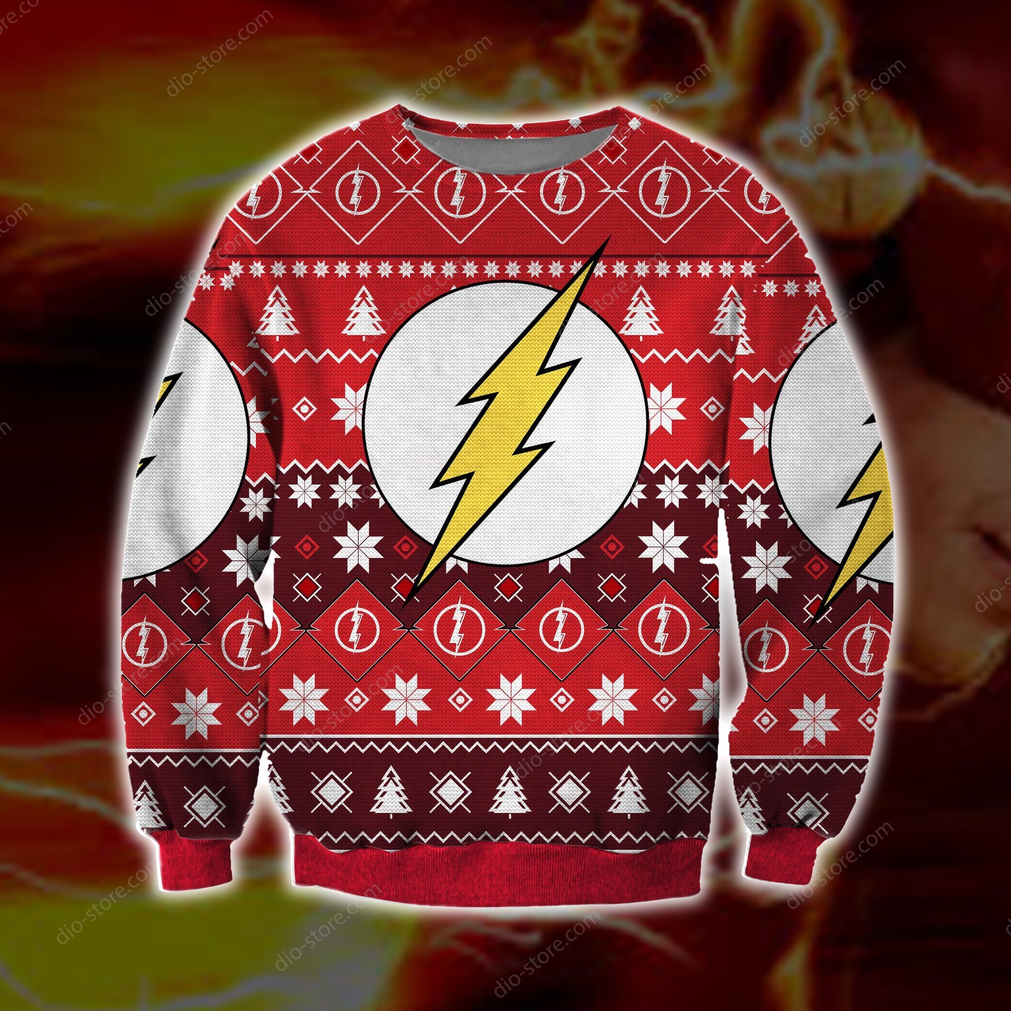 The Flash Knitting Pattern 3D Print Ugly Christmas Sweater Hoodie All Over Printed Cint10594