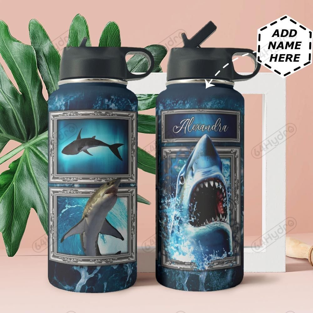 Shark Personalized THA0211022 Stainless Steel Bottle With Straw Lid