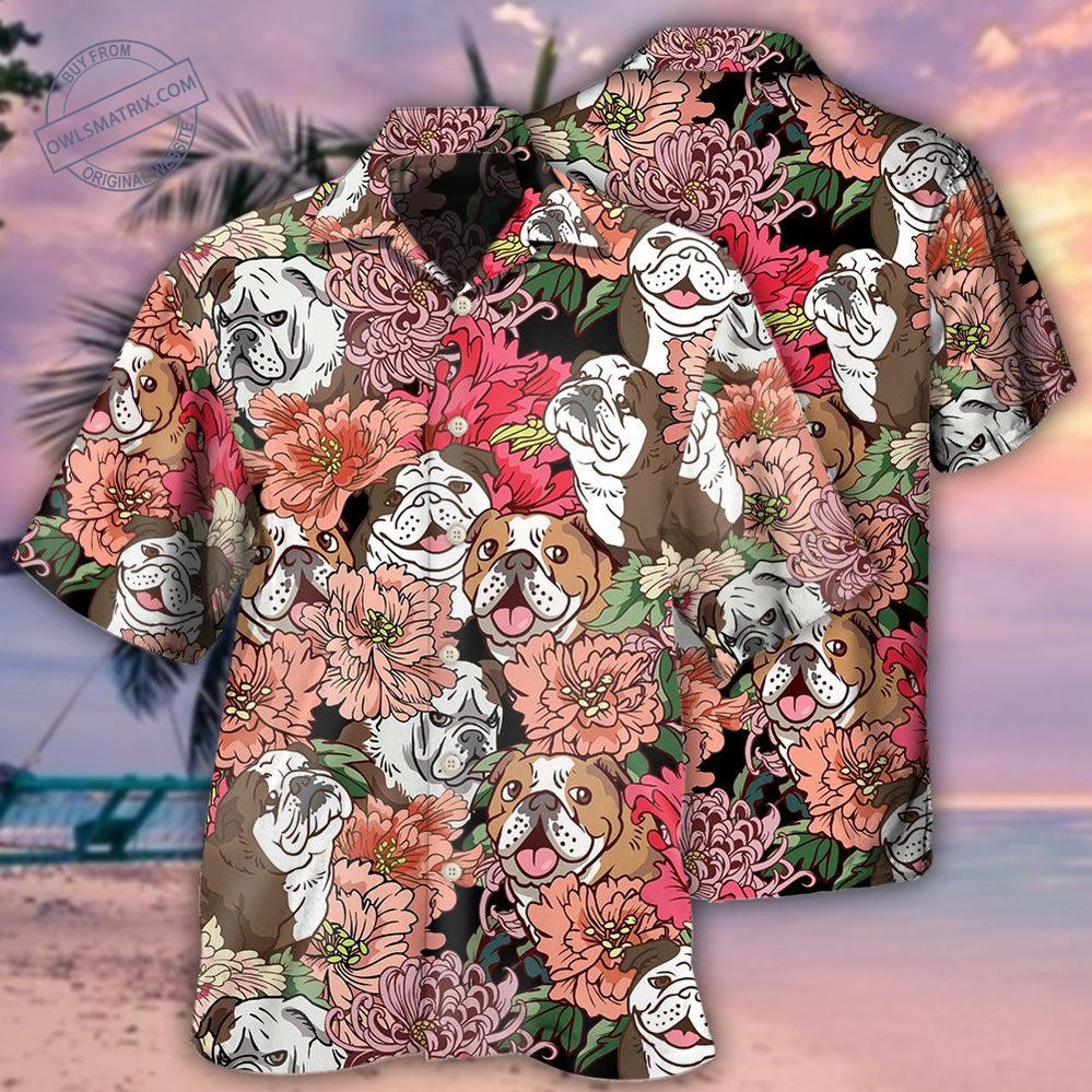 Bulldog And Flowers Hawaii Shirt Ha7547