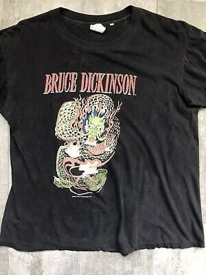 Bruce Dickinson Original Vintage Us Tour 1990 Worn Heavy Metal T-shirt Aged Ctn 4083