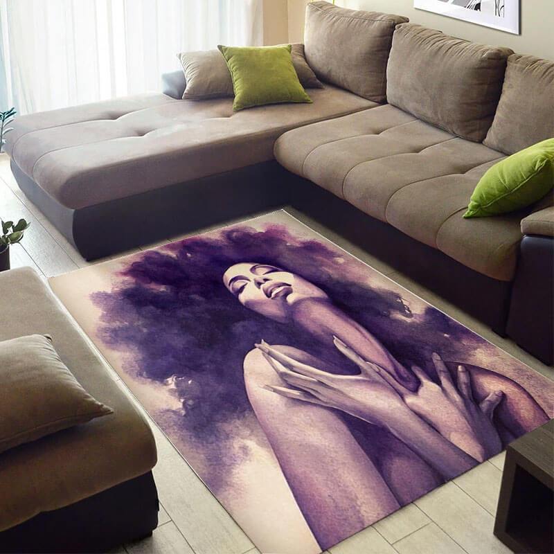 Trendy African American Rug Cute African American Art Melanin Afro Woman African Carpet African Inspired Living Room WBG4008