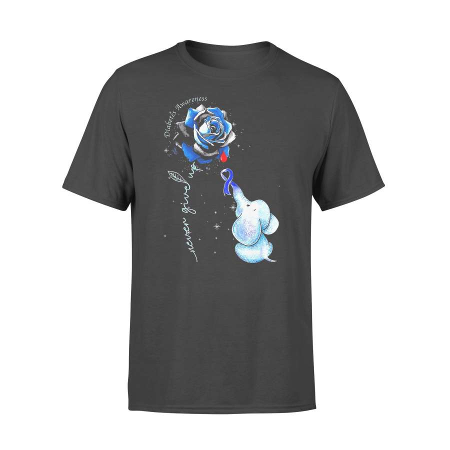 Diabetes Rose Elephant Never Give Up T-shirt