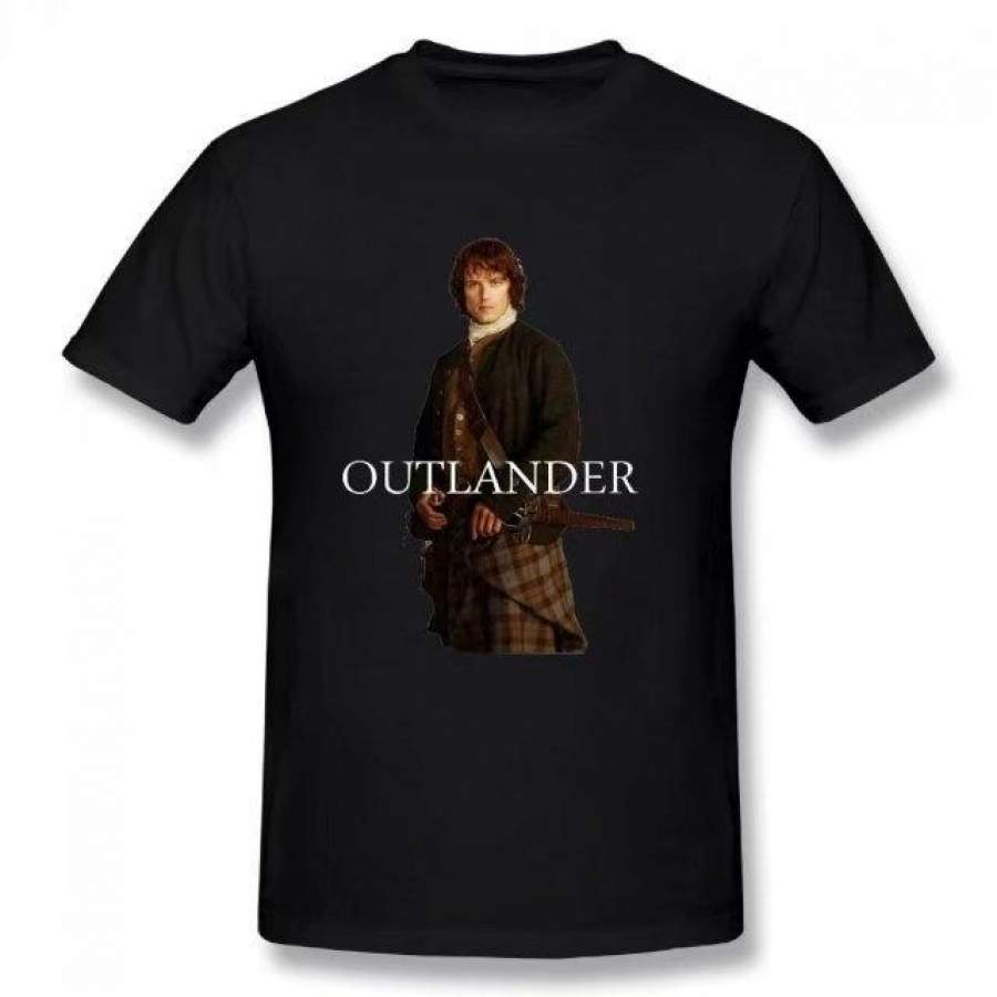 Outlander Jamie Fraser Poster  Summer Basic Casual Short Cotton T-Shirt(Regular and Big and Tall Sizes Included)