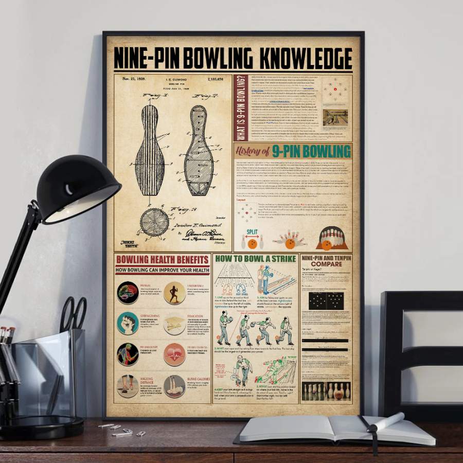 Wozoro Unframed Poster Nine-pin Bowling Knowledge Size 11×17, 16×24, 24×36 inch