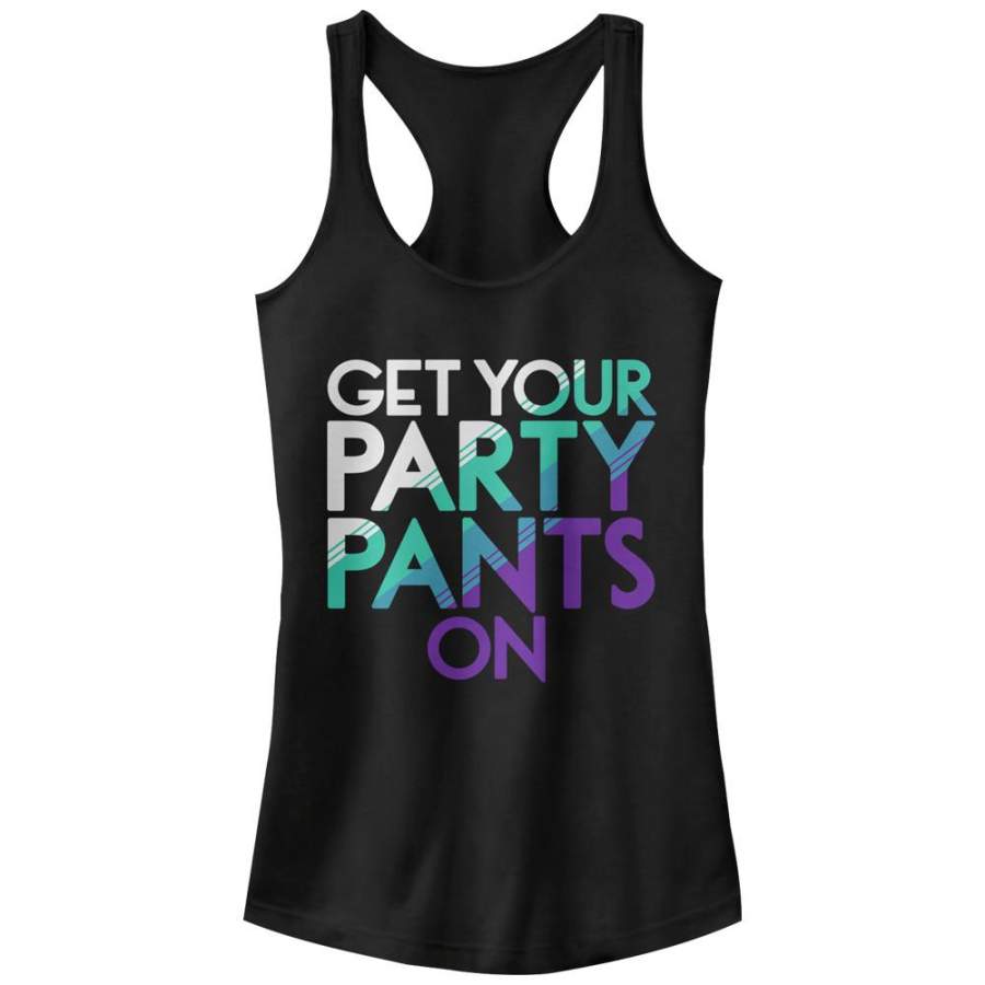 CHIN UP Junior’s Get Your Party Pants On  Racerback Tank Black