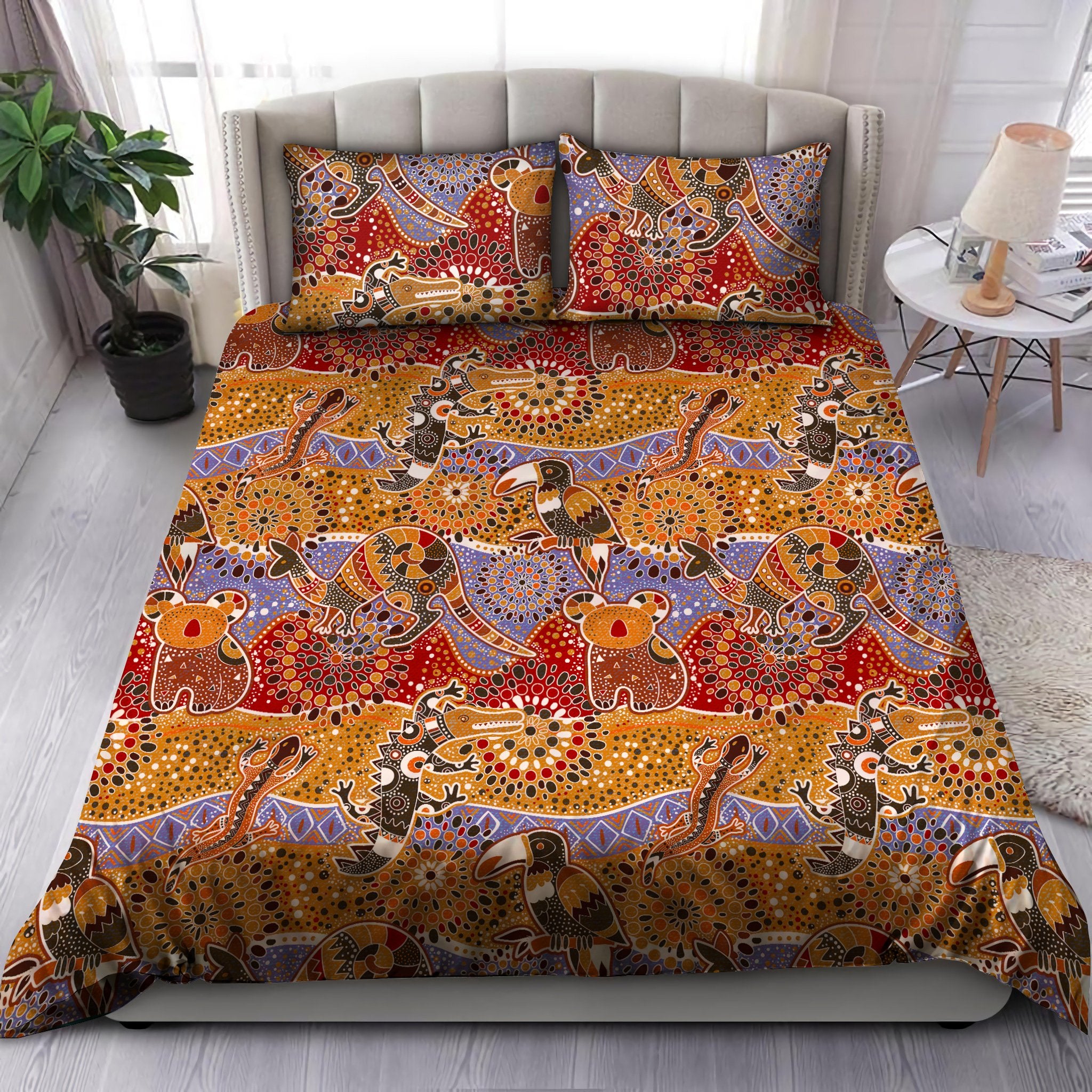 Tmarc Tee Aboriginal Bedding Set, Australia Indigenous Animals Art Bedding Set