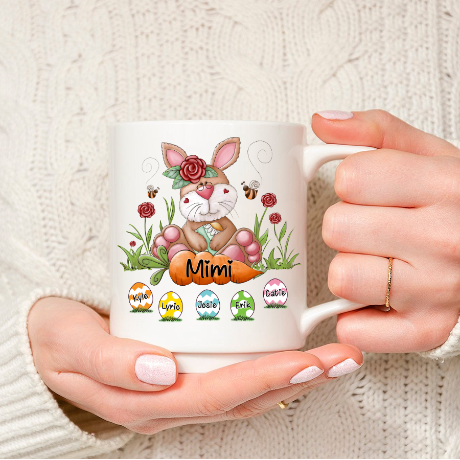 Personalized Bunny Grandma Rabbit Cute With Grankids Egg Easter Day Mug