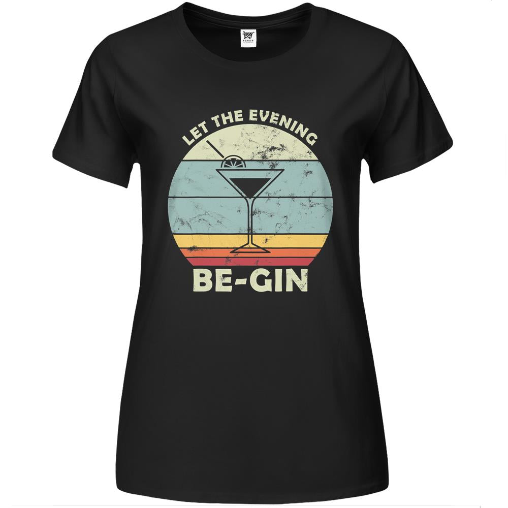 Vintage Let The Evening Be-Gin With Gin And Tonic Retro Premium Womens T Shirts