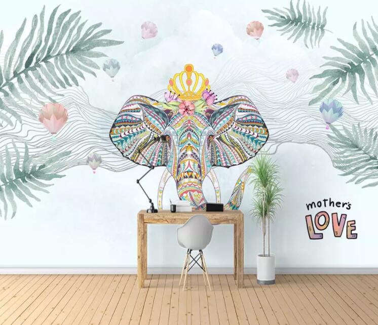 3D Tropical Plant, National Style, Elephant Wallpaper