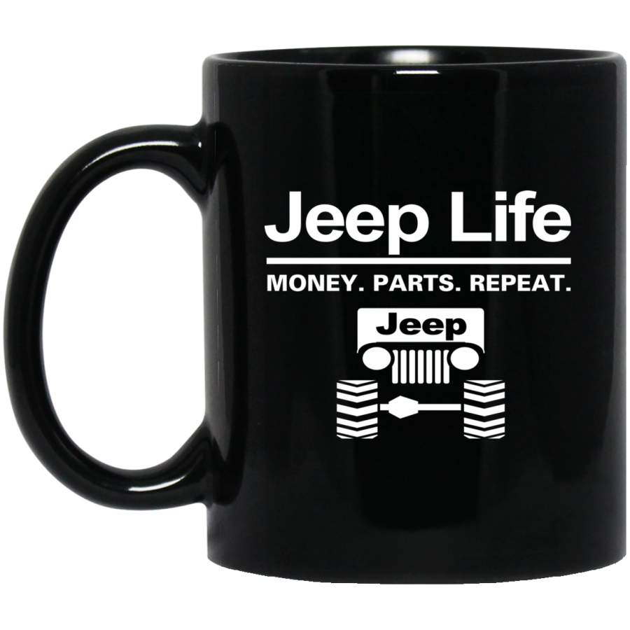 Jeep Life – Money Parts Repeat BM11OZ 11 oz. Black Mug