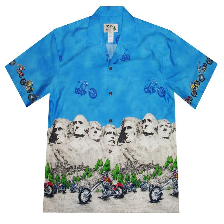 Presidents and Motorcycles Blue Hawaiian Shirt