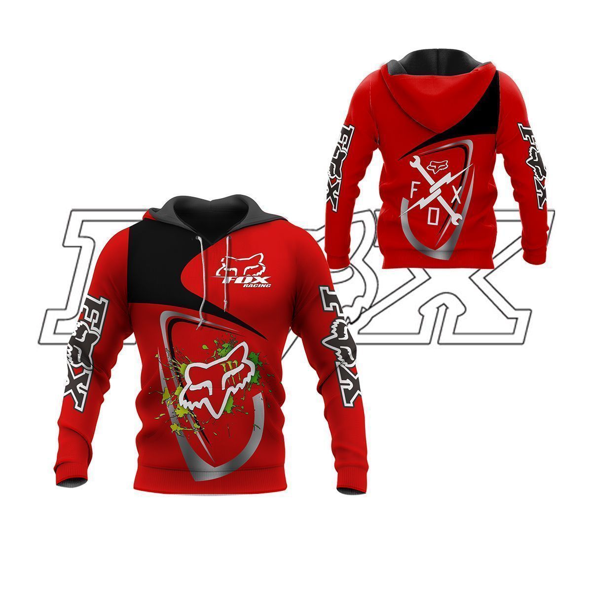 3D All Over Printed Fox Racing TIN -NH Shirts Ver 6 (Red)