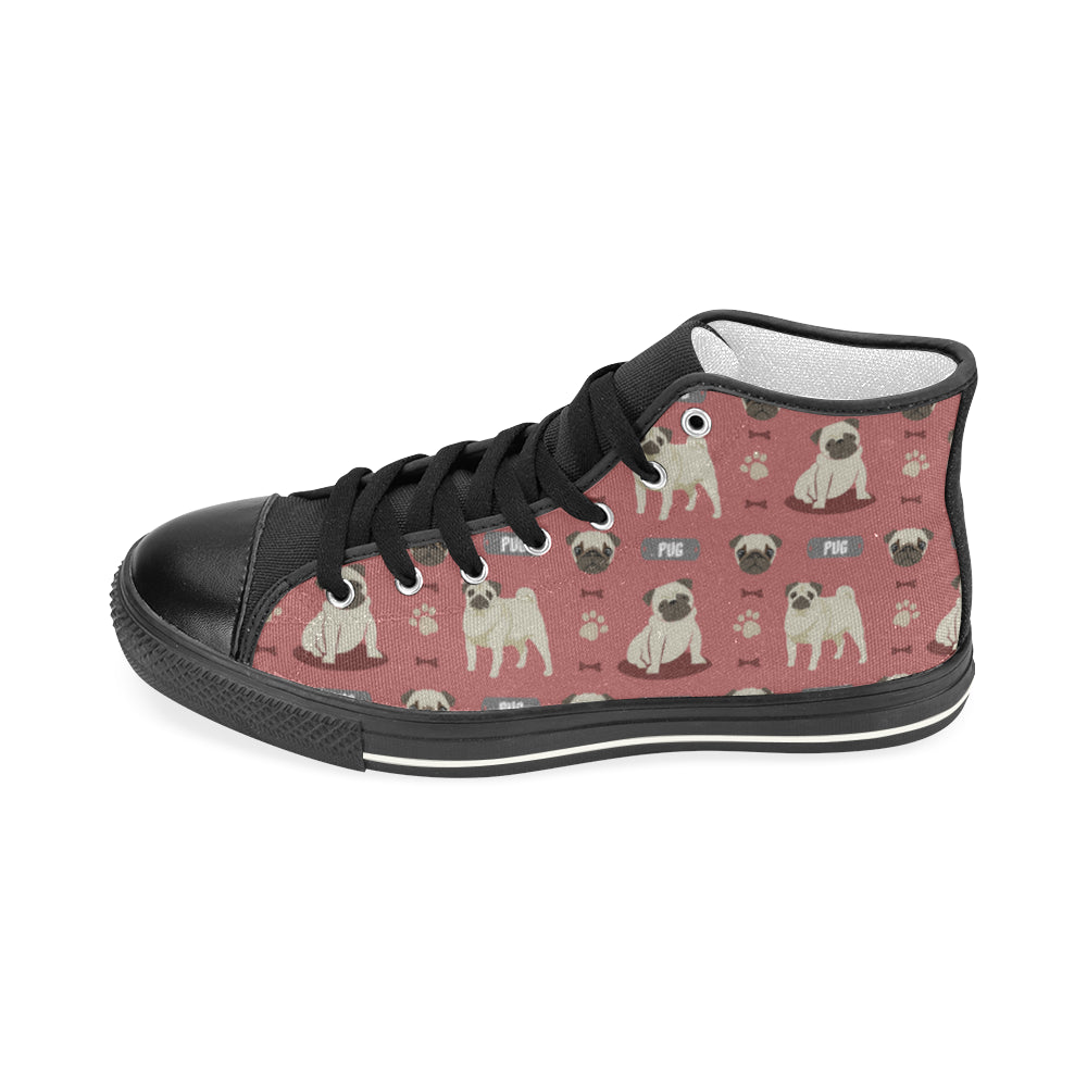 Pug Pattern Black Men’s Classic High Top Canvas Shoes