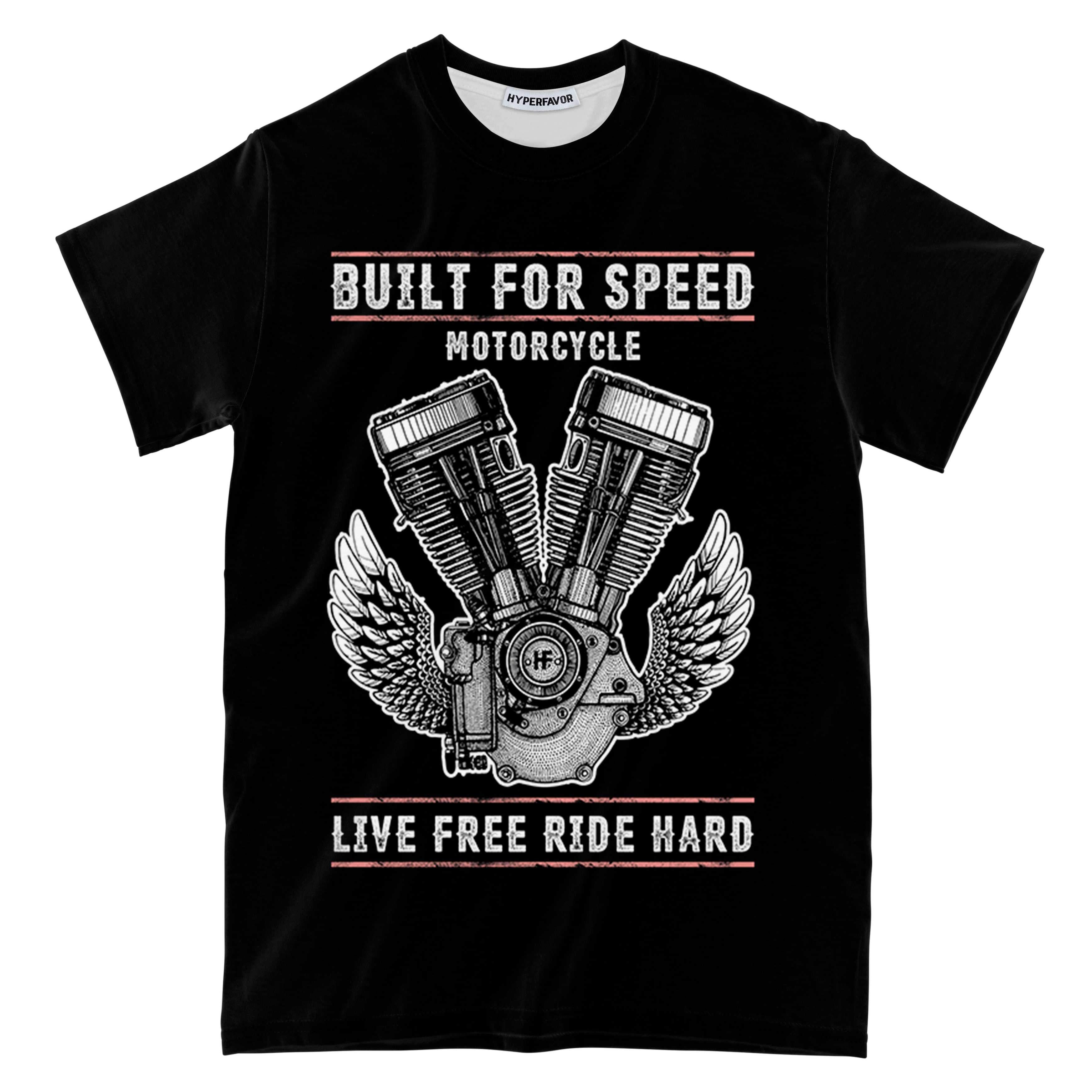 Built For Speed Motorcycle All Over Print T-Shirt, Cool Motorcycle Birthday Shirt For Motorcycle Lovers