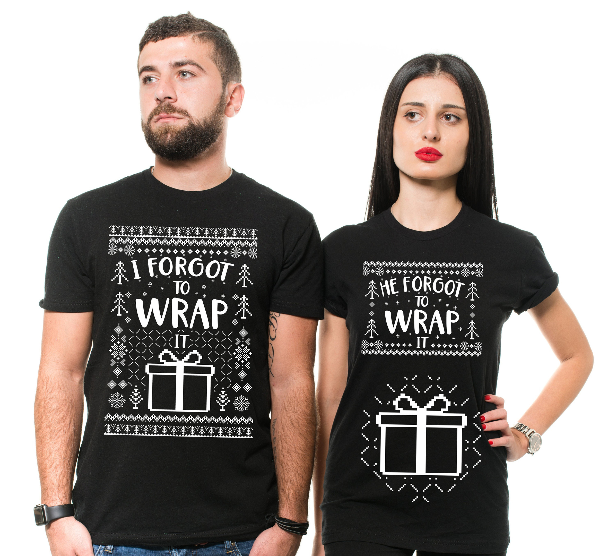 Couple Shirts I Forgot To Wrap It Funny Xmas Matching Couple, Valentine Gifts, Christmas Gift Graphic Unisex T Shirt, Sweatshirt, Hoodie Size S – 5Xl