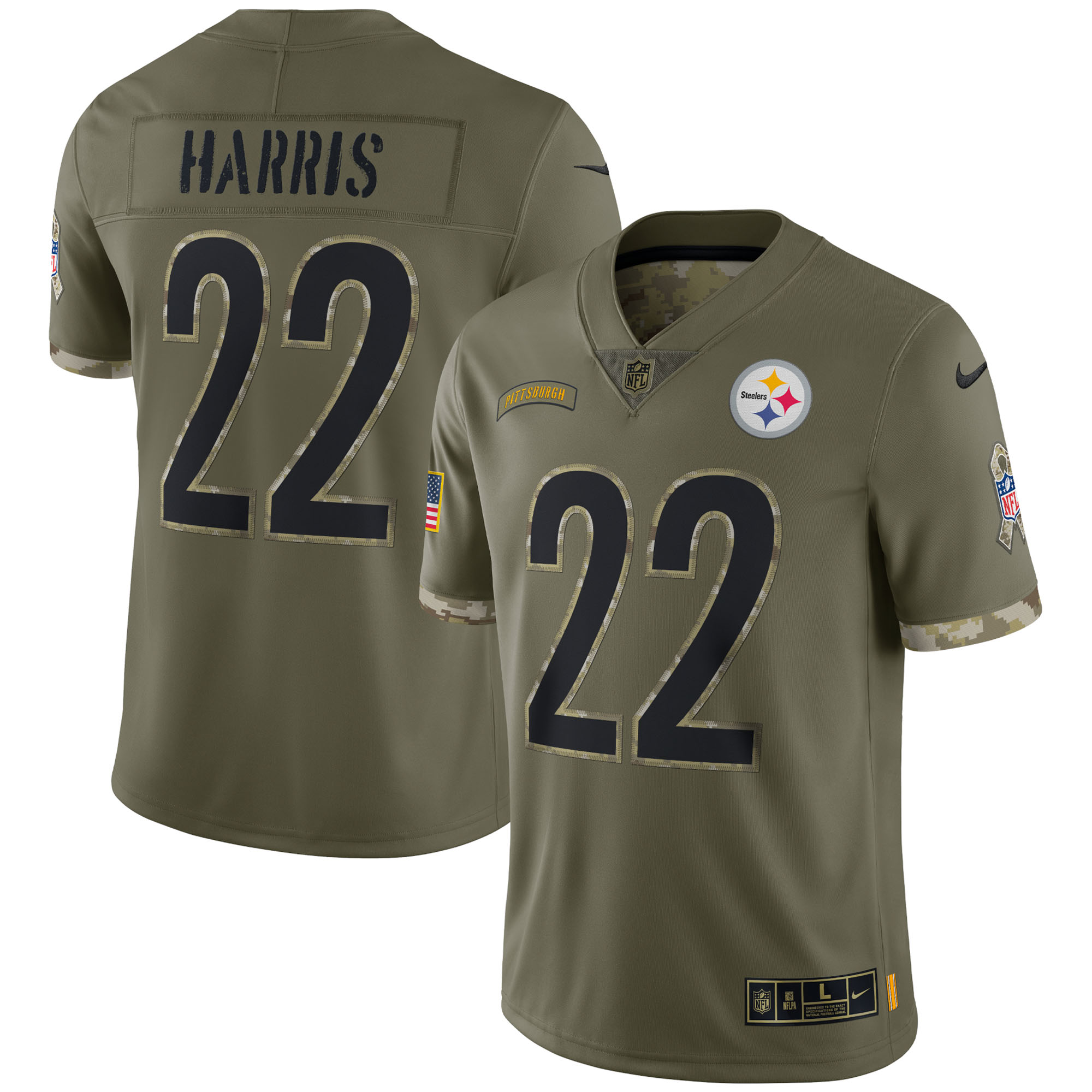 Men’s Pittsburgh Steelers Olive 2022 Salute To Service Limited Jersey