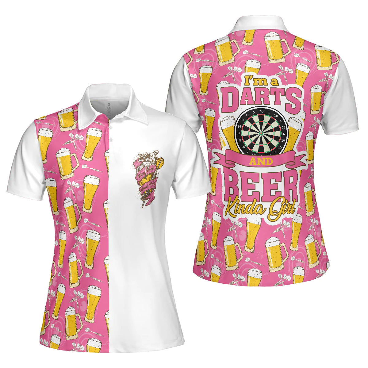 Darts And Beer Women Polo Shirt, I’M A Darts And Beer Kinda Girl Short Sleeve Shirt, Funny Ladies’ Darts Shirt, Darts Gift For Women