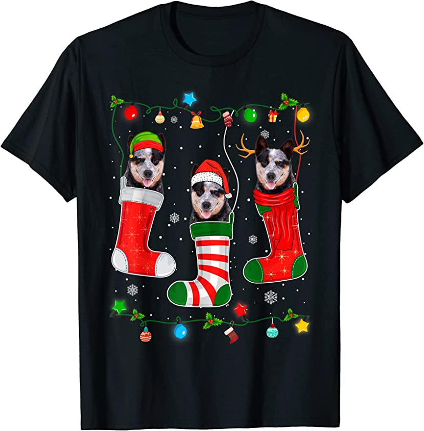 Christmas Pajama Lights Australian Cattle Dog Puppy Lover T-Shirt