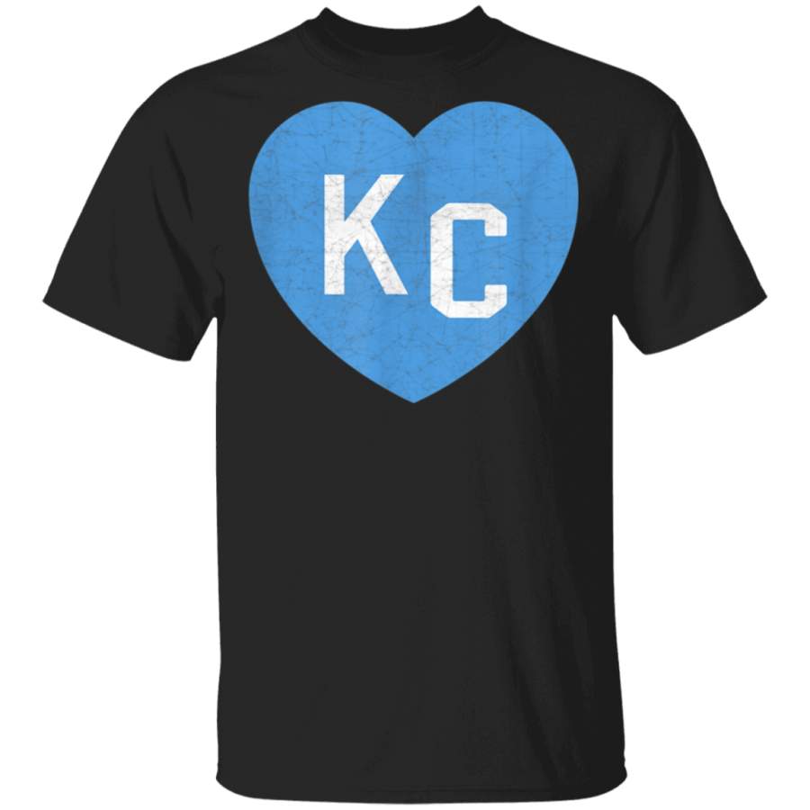 KC Heart Retro Blue Kansas City Hearts Kc Love Letters TShirt