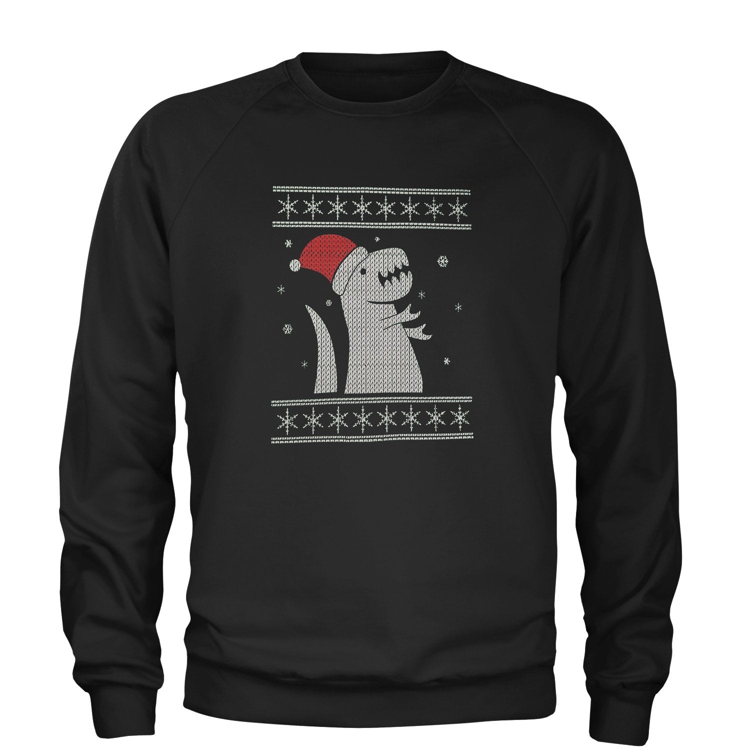 T-Rex In The Snow Ugly Christmas Adult Crewneck Sweatshirt