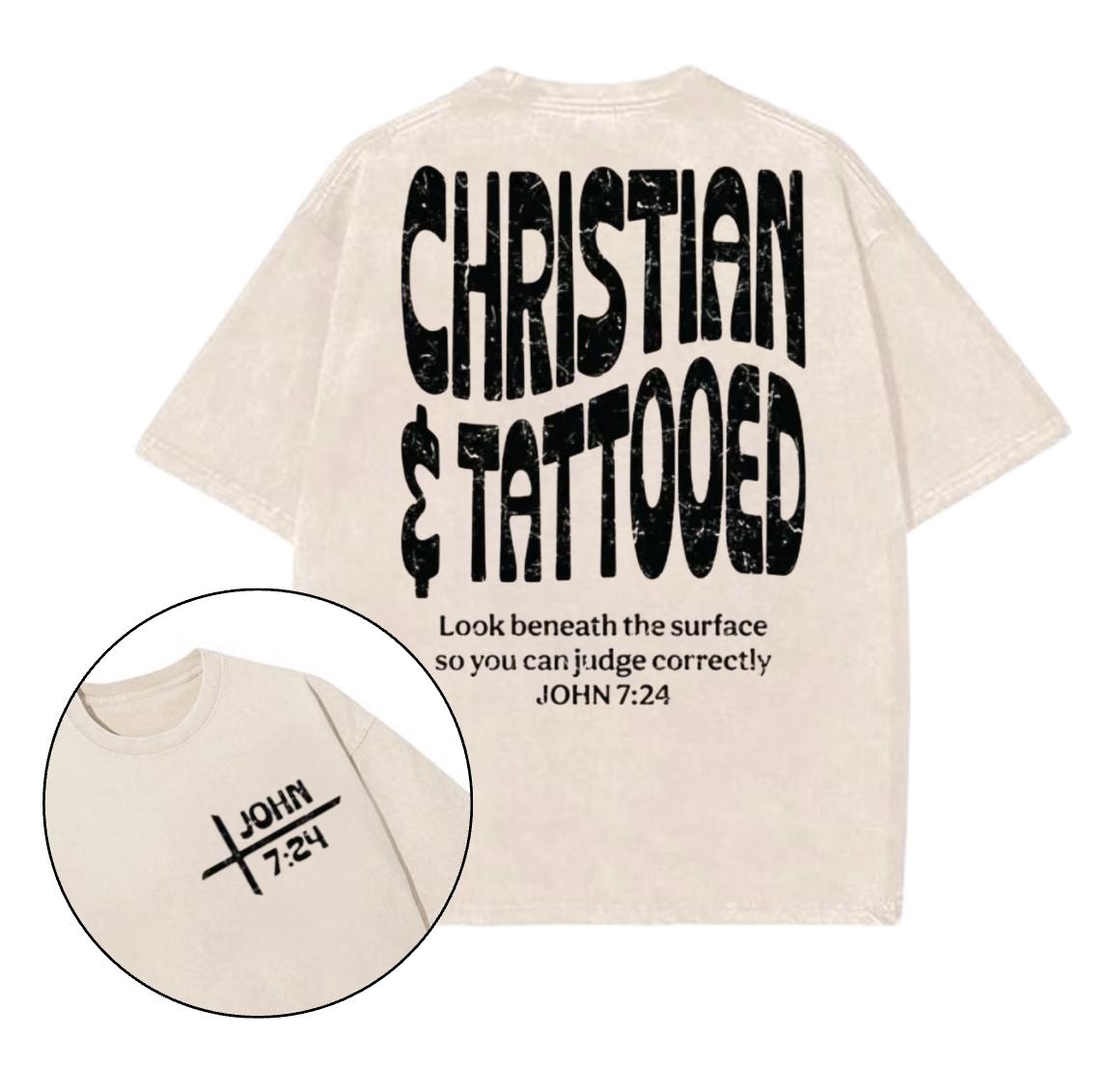 Christian & Tattooed Christian Washed 2025 Shirt, Christian t shirts, Vintage I Love Jesus Shirt, Menswear Top