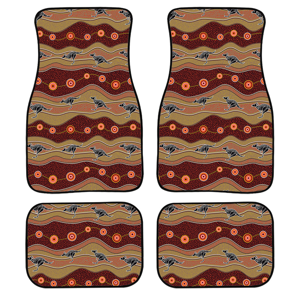 Australian Aboriginal Kangaroo Print Front And Back Car Floor Mats, Front Car Mat