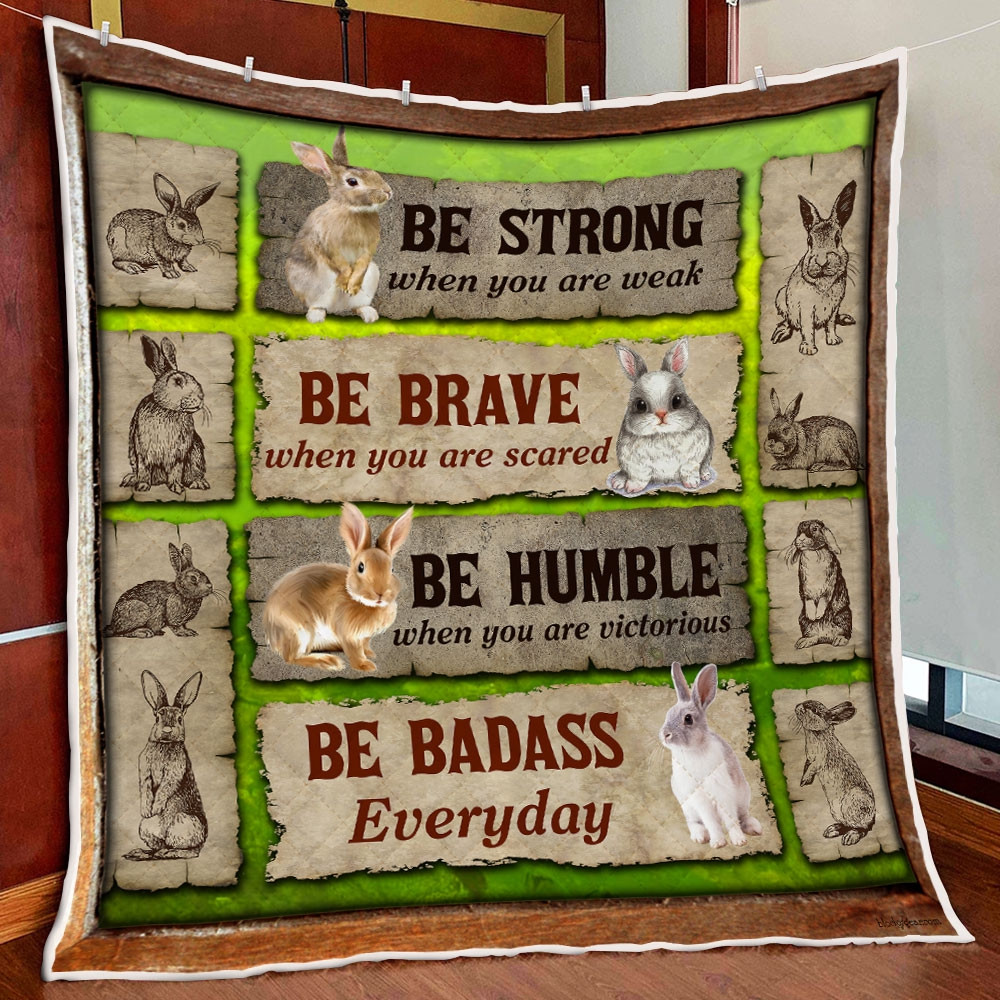 Rabbit Be Strong Quilt Blanket