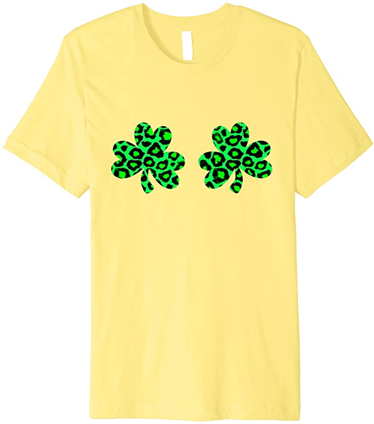 Women’s Leopard Print Irish Shamrock Boobs Boobies Bra Girls Premium T-Shirt