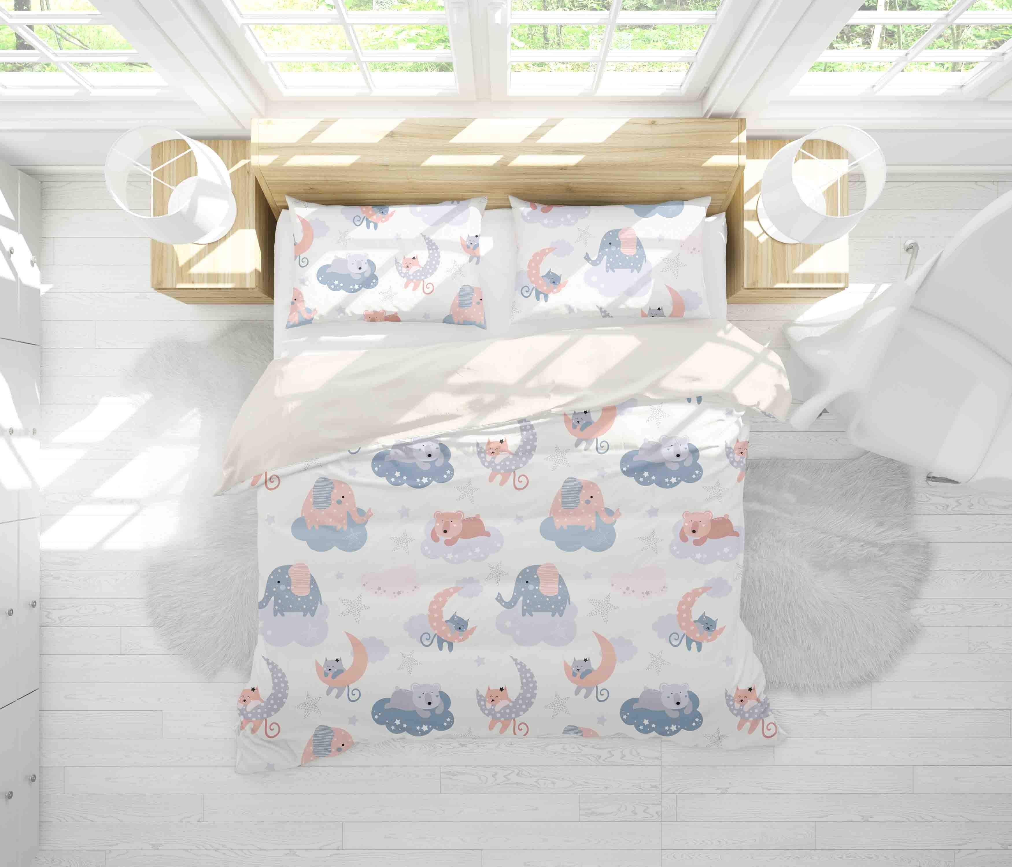 3D Cartoon Animal Moon Quilt Cover Set Bedding Set Pillowcases 139