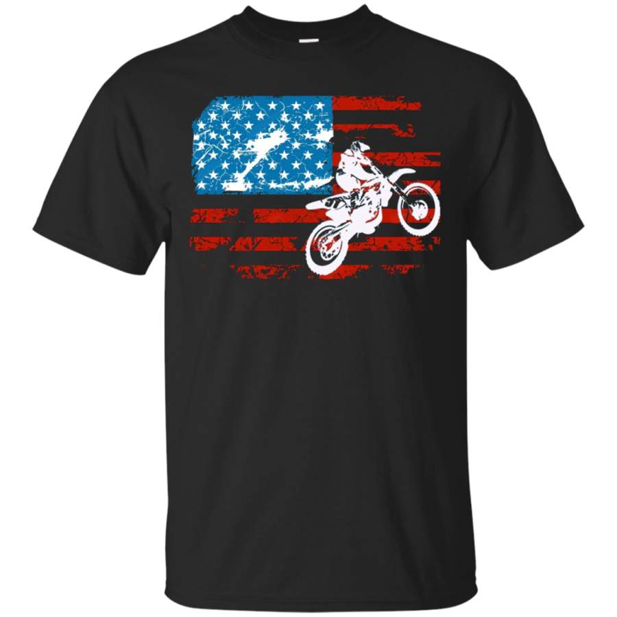 Vintage Motocross American Flag Dirt Bike T-Shirt