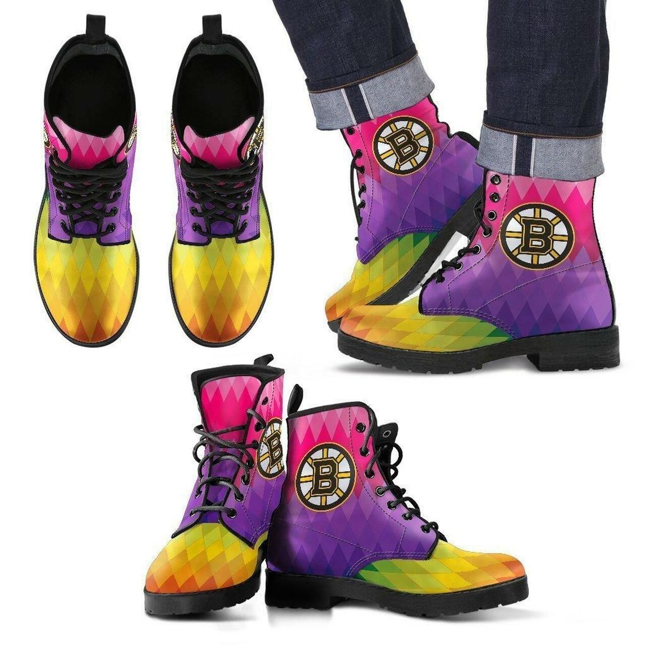 Boston Bruins Leather Boots Fashion Women Boots Shoes Shoes5118