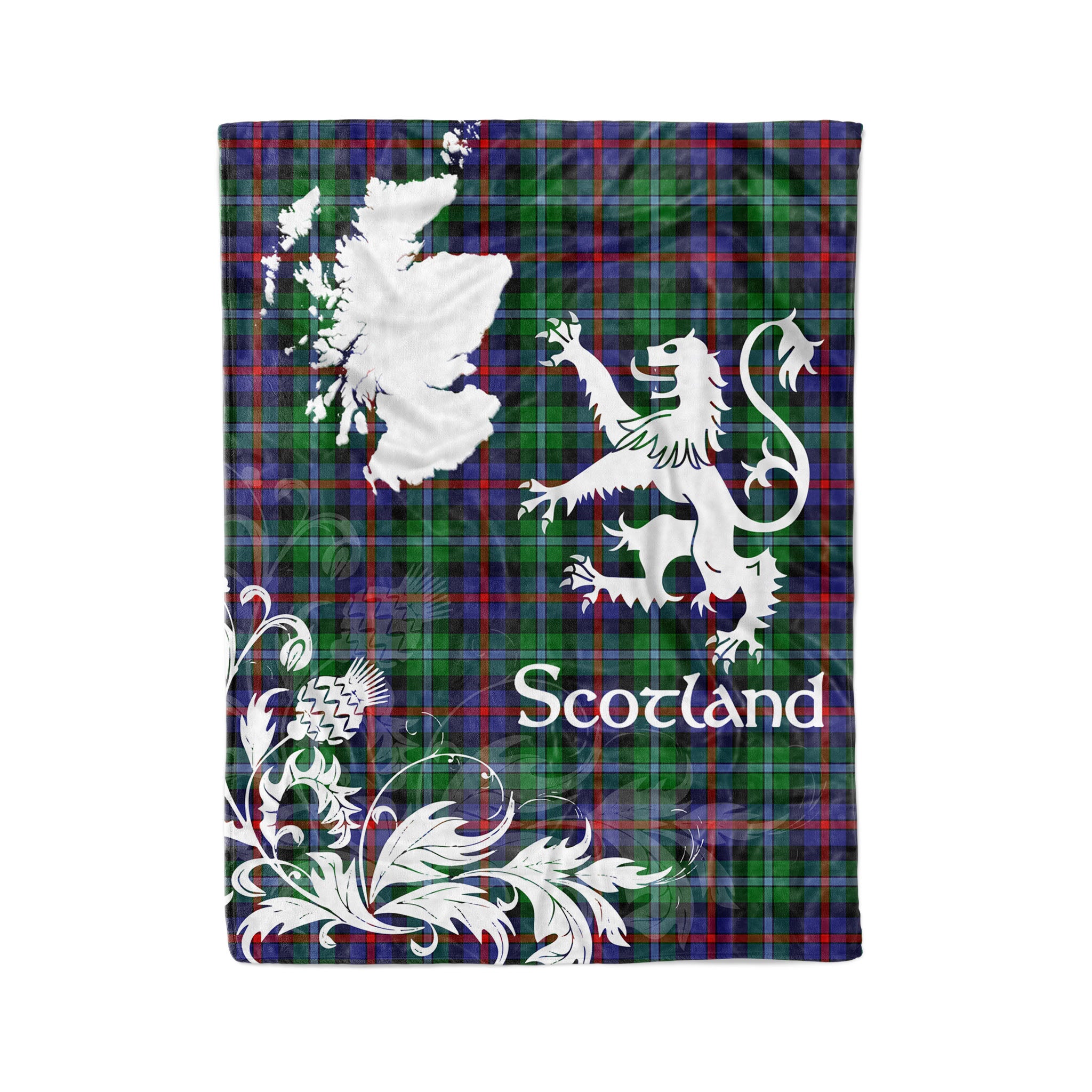 Tartan Plaid Fleece Blanket Tartan Blanket Thistle And Lion Scottish Clan Calder Plaid Blanket