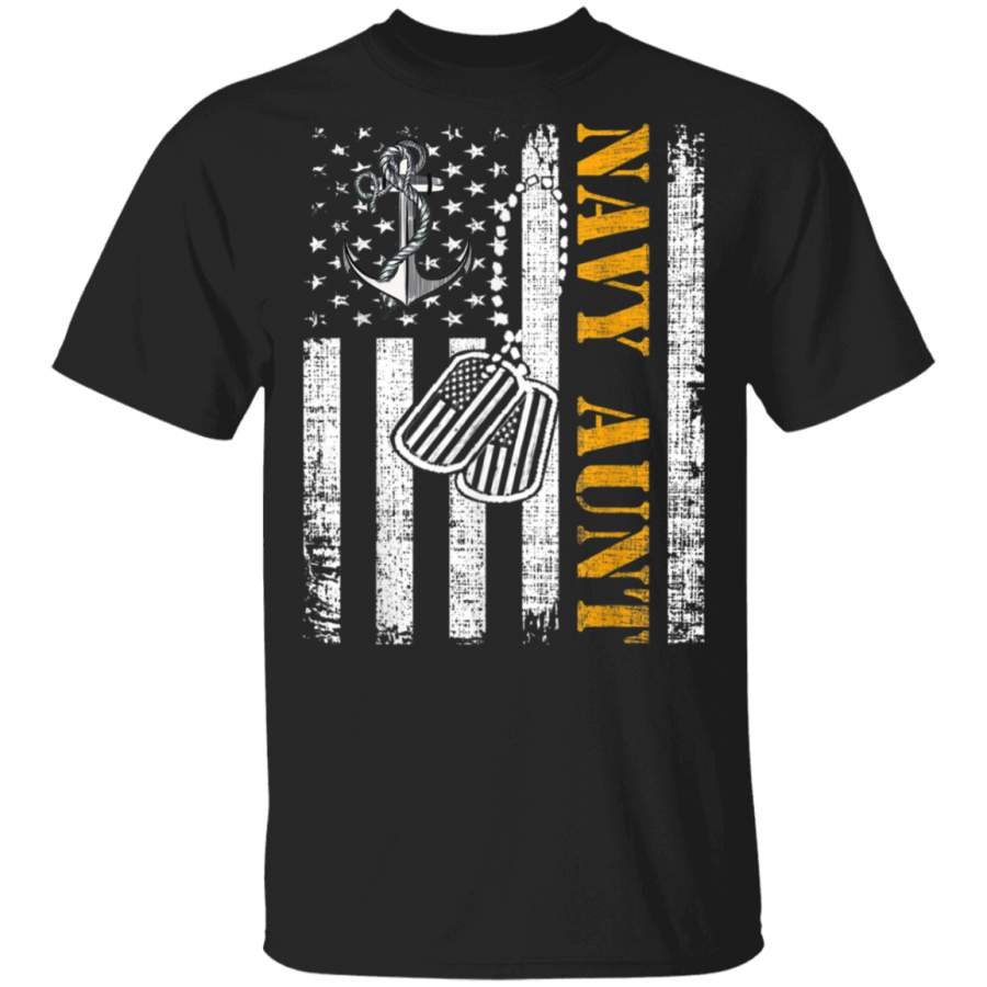 Vintage Navy Aunt American Flag Cool Veteran Day Gift TShirt