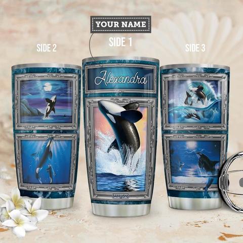 Killer Whale Personalized Stainless Steel Tumbler, Personalized Tumblers, Tumbler Cups, Custom Tumblers