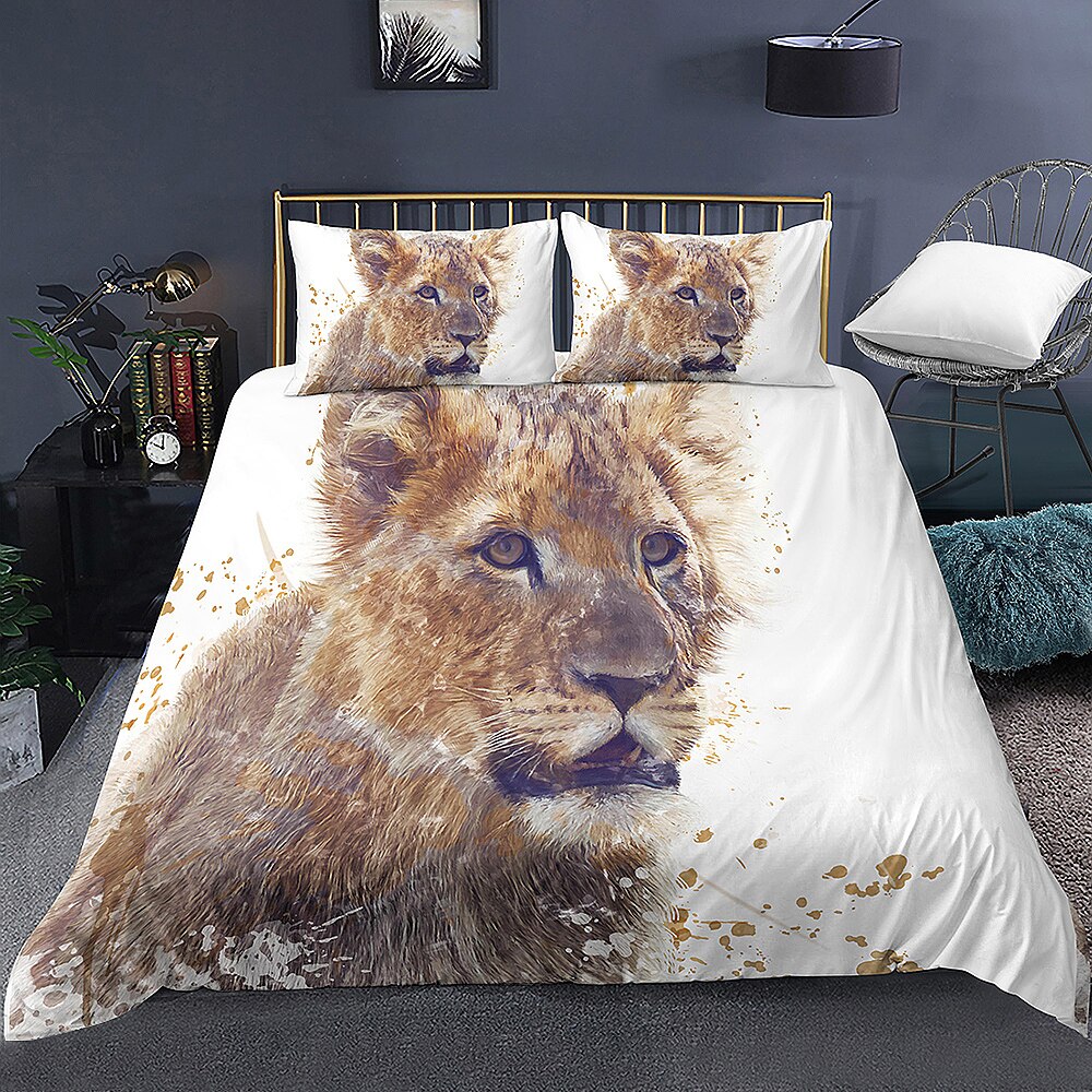 3D Tiger Leopard Lion Printed Duvet Cover Covers For Adult Bedroom Bedding Sets Us/Eu/Au Single Double King Queen Size