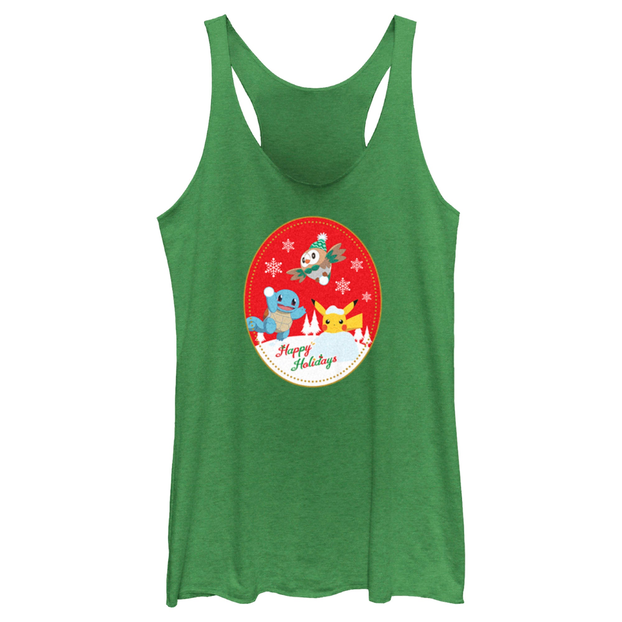 Women’S Pokemon Christmas Happy Holidays Patch Racerback Tank Top