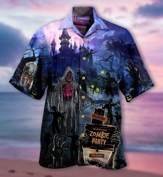 Amazing Zombies Party Halloween Aloha Hawaii Shirts For Men Women Ha80993