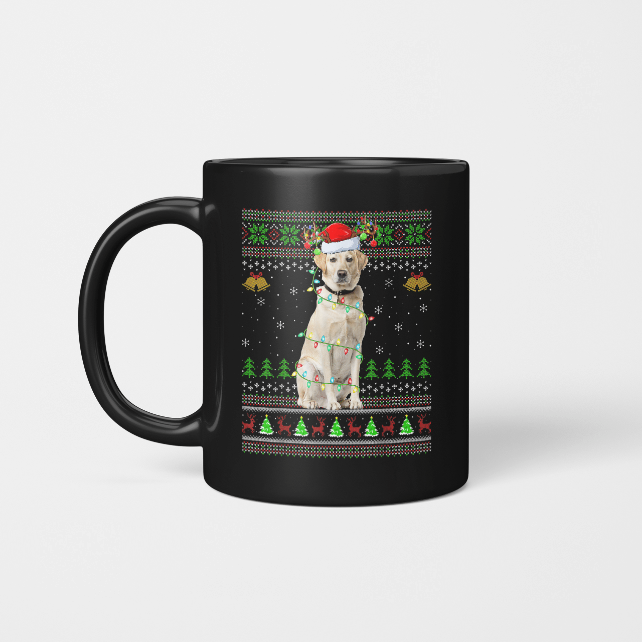 Xmas Reindeer Santa Labrador Retriever Dog Ugly Christmas 11 Oz Black Coffee Mug – M77Cc9