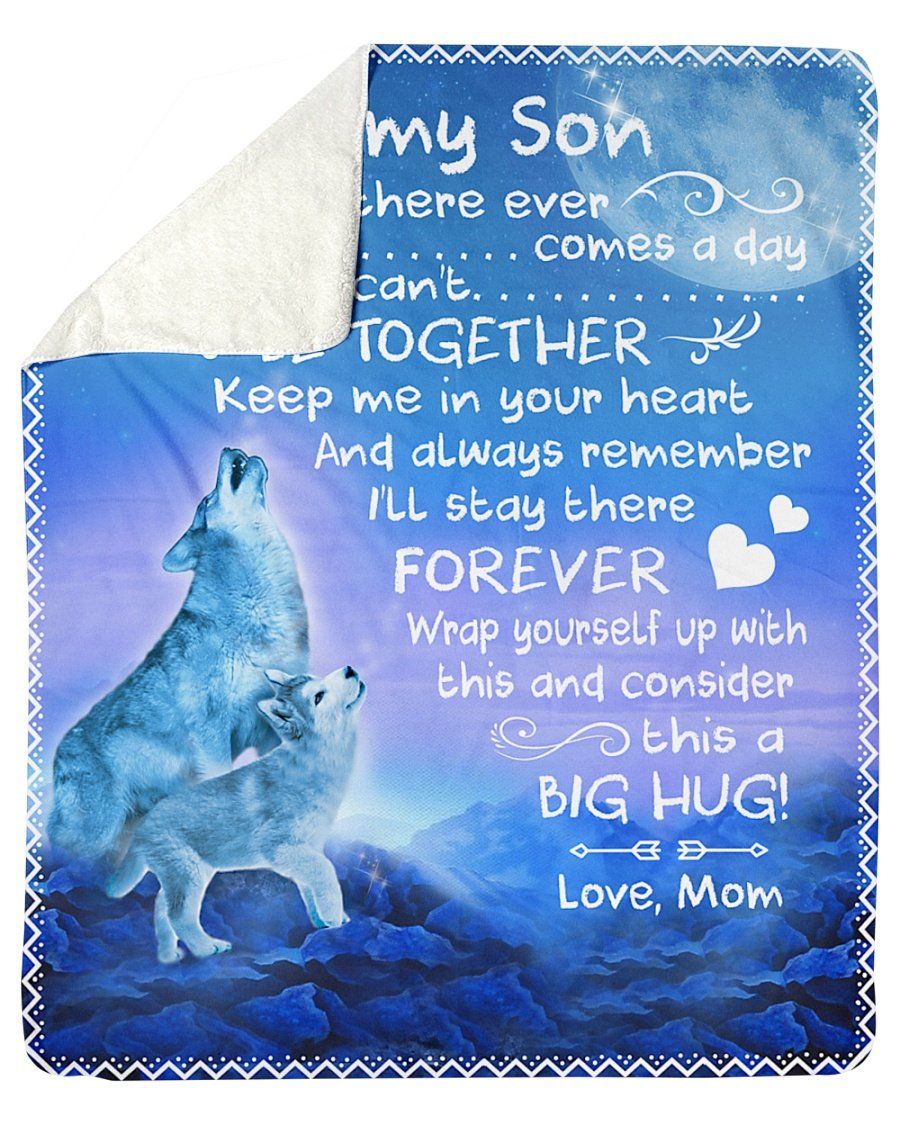 [Personalized Name] Howling Wolves Keep Me In Your Heart Mom Fleece Blanket, Sherpa Blanket,  Gift For Amazing Son Gift For Family Member, Friends Gift, Christmas Gift, Home Decor, Home Living