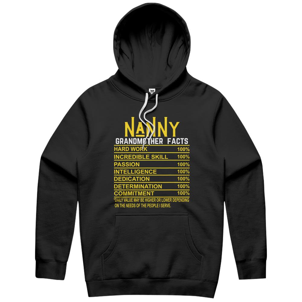 Nutritional Facts Shirt, Nutrition Facts Hoodie, Nanny Grandmother Facts Grandma Nutritional Fact Hoodie