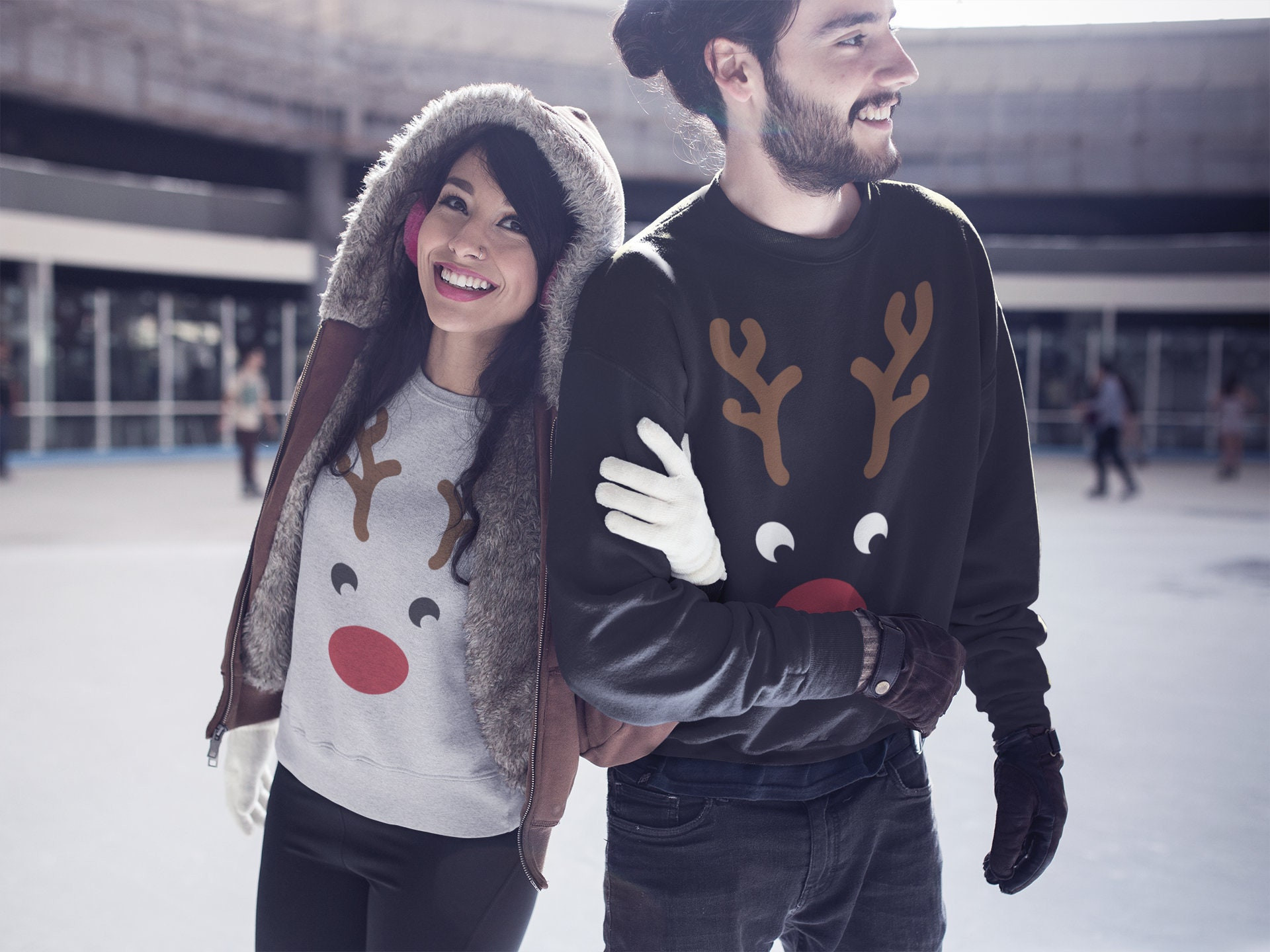 Couple Shirts Funny Reindeer Xmas Matching Couple, Valentine Gifts, Christmas Gift Graphic Unisex T Shirt, Sweatshirt, Hoodie Size S – 5Xl