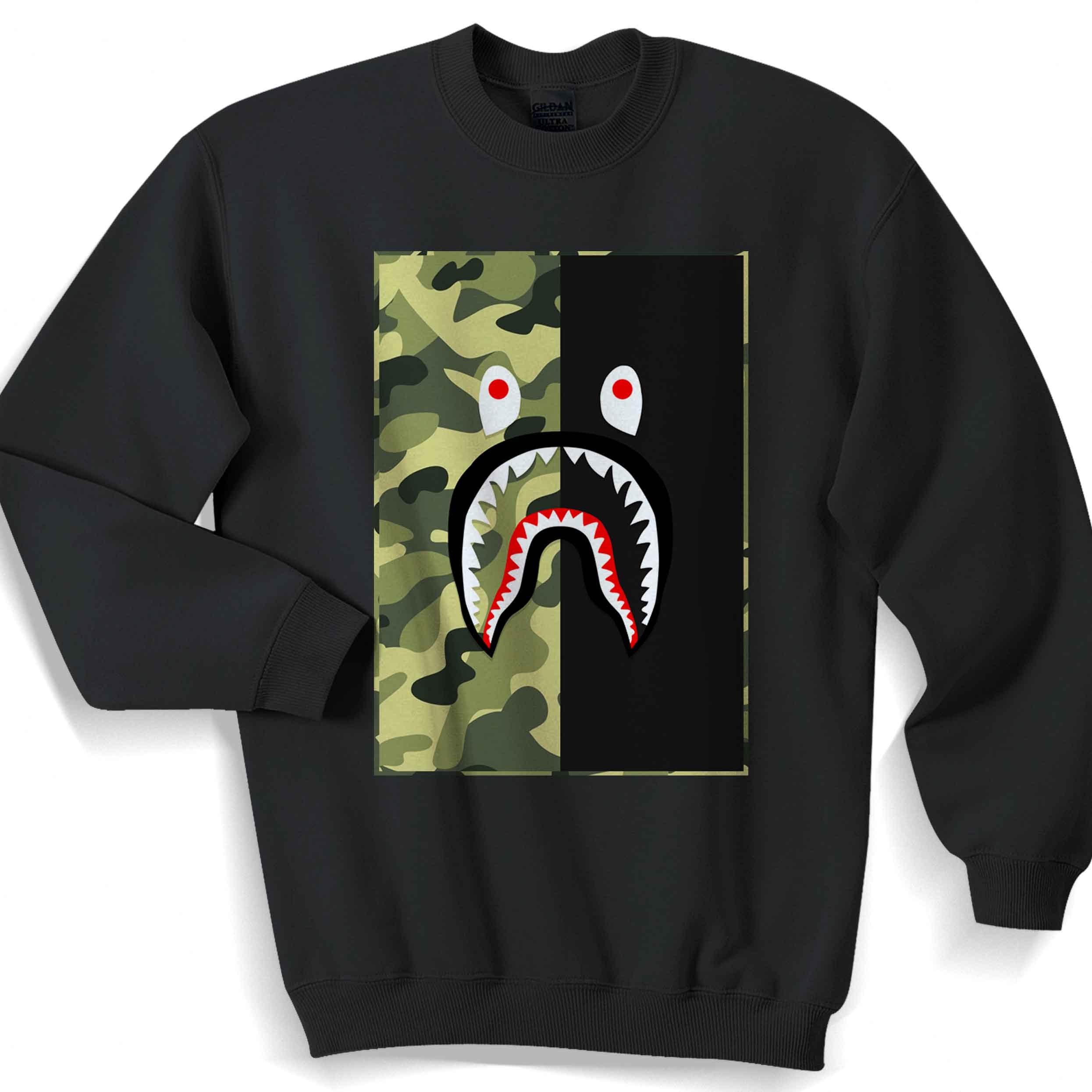 BAPE Shark Green Black Camo Sweater Sweatshirt