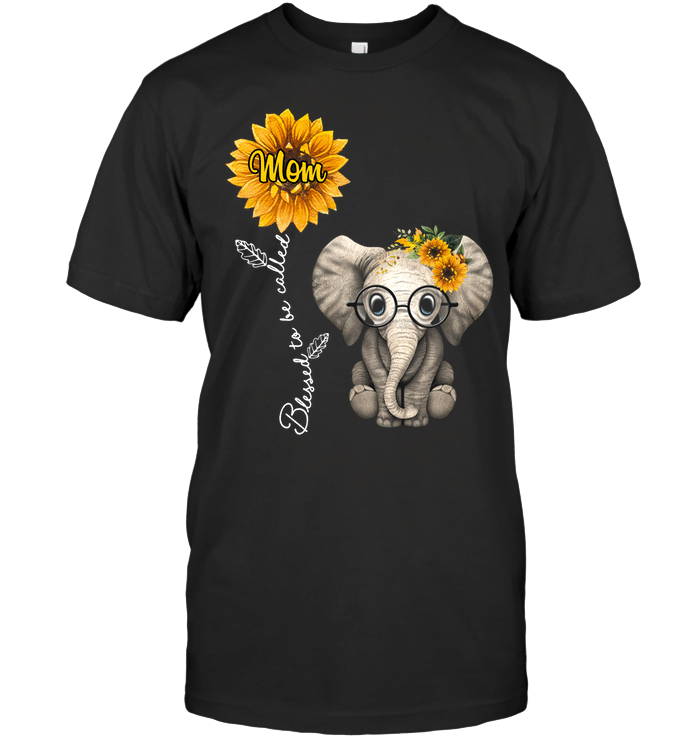 Personalized Blessed To Be Called Mom Shirt Cute Elephant T-shirt Customize Grandma Mother Tees Grand Mom Shirts Floral Colorful Shirt Mommy Tshirt Birthday Anniversary Mother’s Day