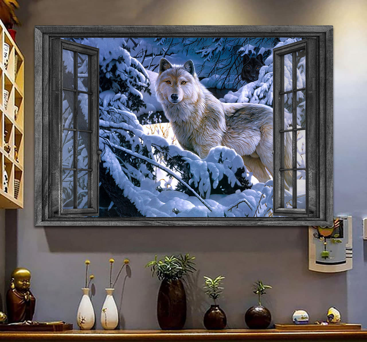 Wolf Ice Wall Art 3D Painting Art Wild Animals Home Decoration Gift Idea Birthday